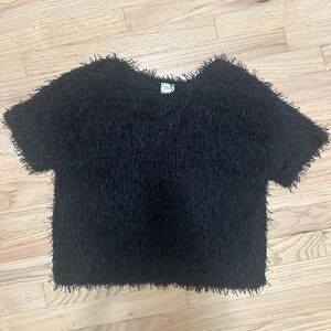 ZARA - black dressy fringe top - size 11-12